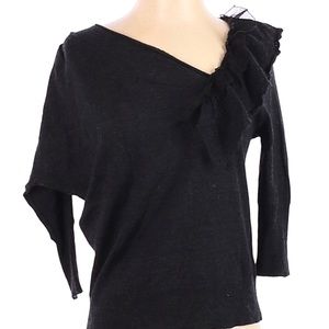 Wool 3/4 length sleeve charcoal gray sweater.